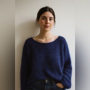 Elegant navy mohair sweater